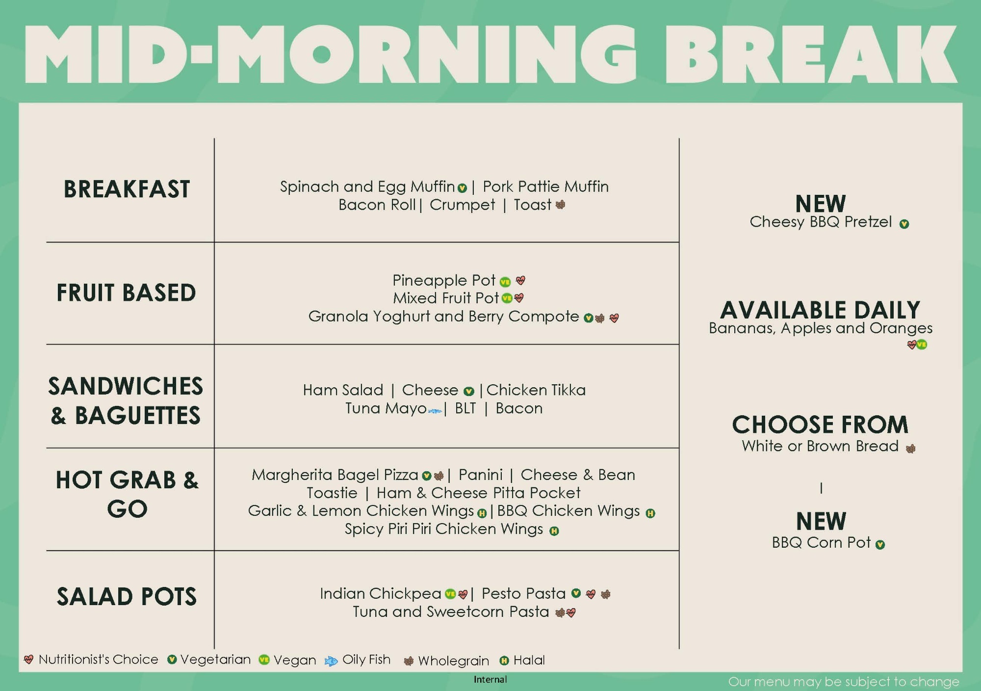 SJHS Break Menu