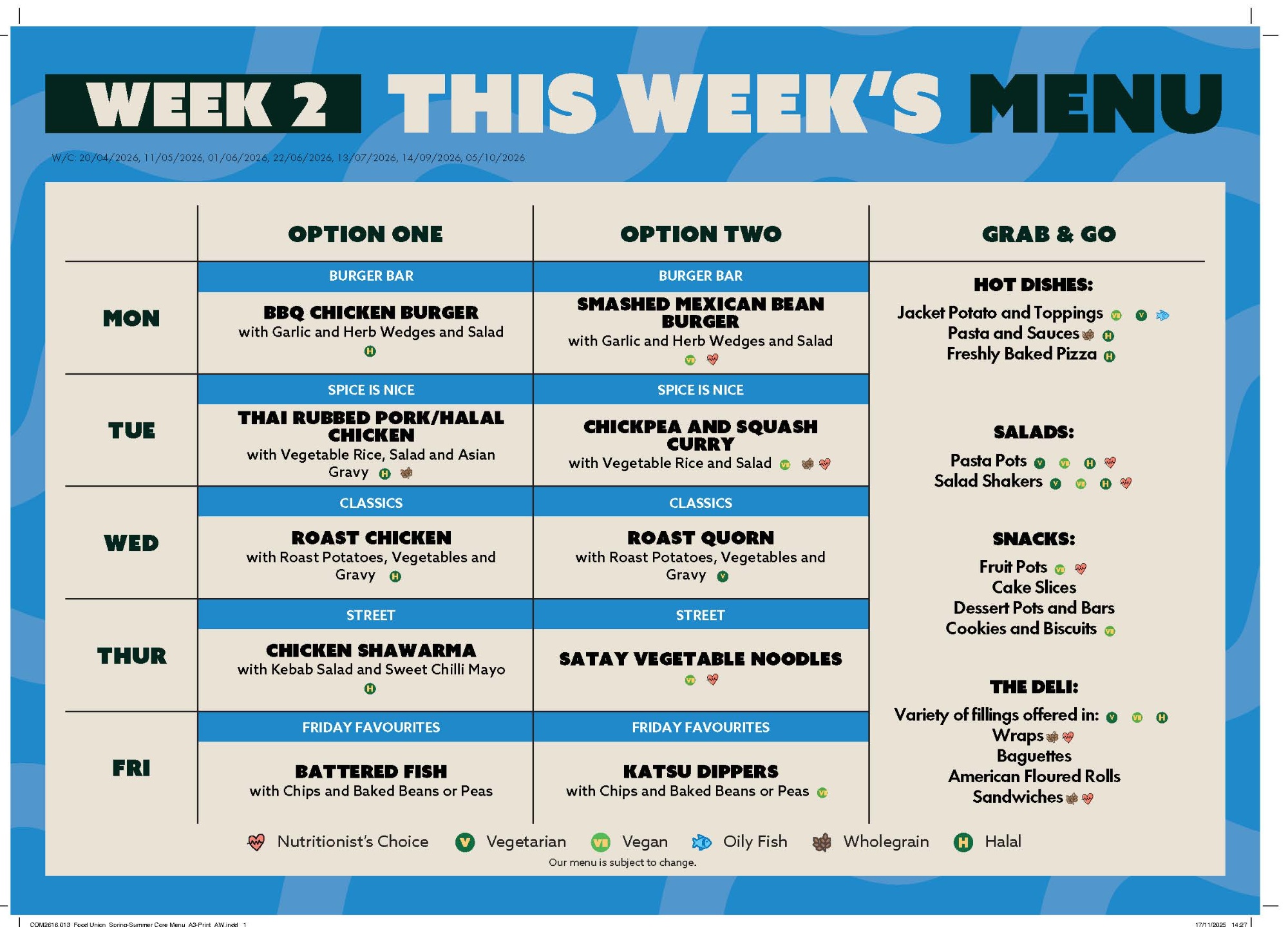 SJHS Spring Menu Week2