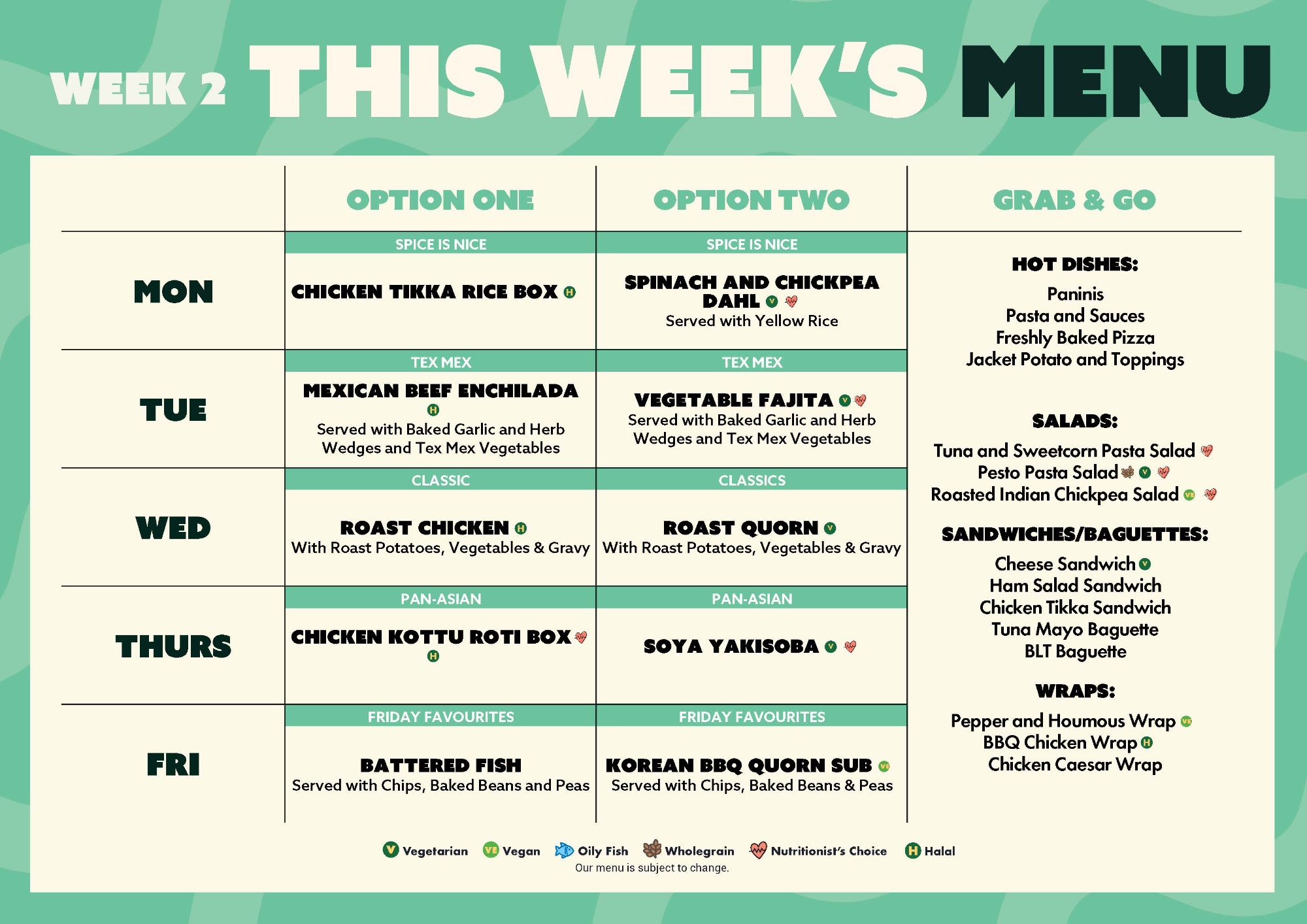 SJHS Week 2 Menu