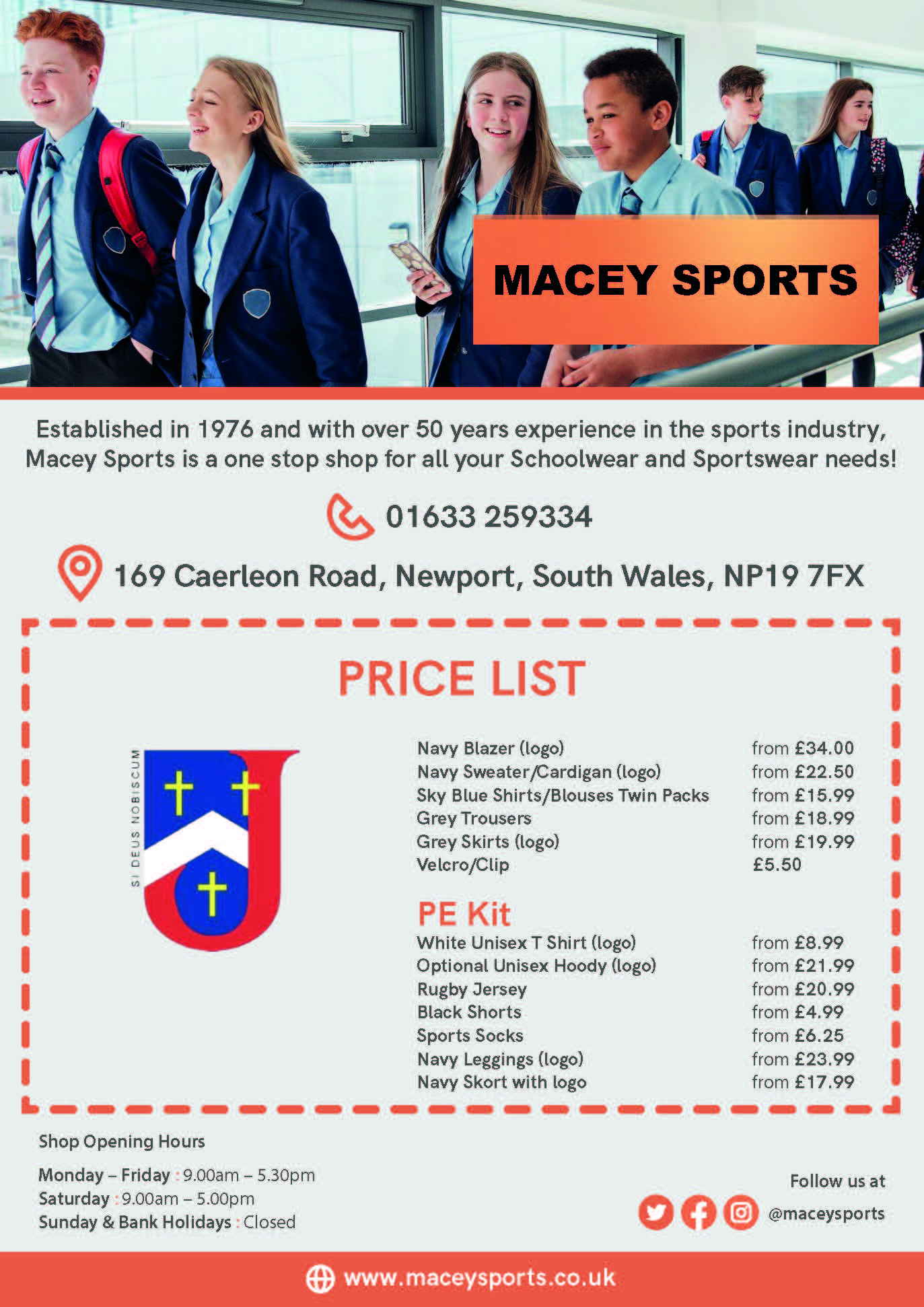 Macey's Uniform Price List